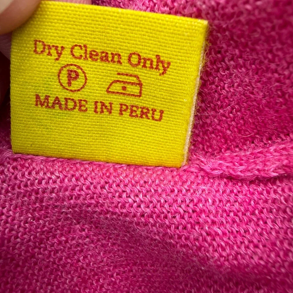 Kuna Sweater Womens XL Pink Baby Alpaca Silk Quarter Zip Mock Neck Knit Peru EUC